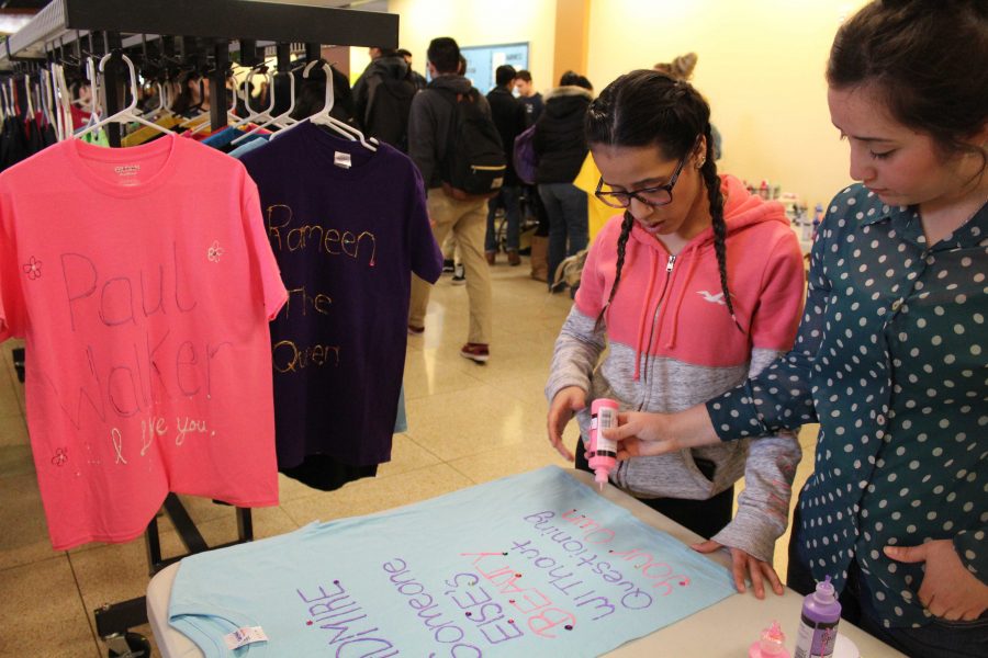 Students make shirts to support “Love Your Body” event.