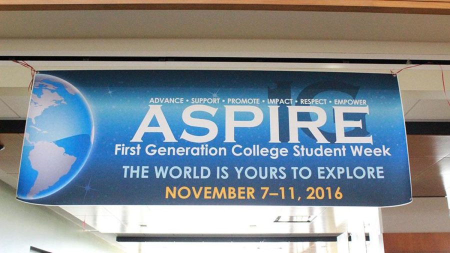 Banner for the Aspire week that took place in the Jobe Lounge.