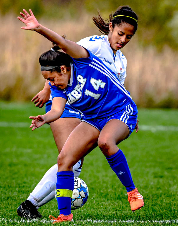 Lady Spartan soccer team heads to division semifinals with 3-0 win over Harper College.