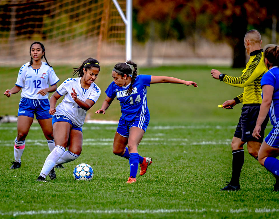 Lady Spartan soccer team heads to division semifinals with 3-0 win over Harper College.