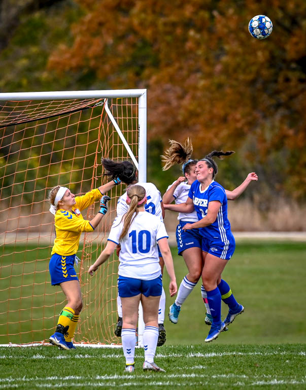 Lady Spartan soccer team heads to division semifinals with 3-0 win over Harper College.