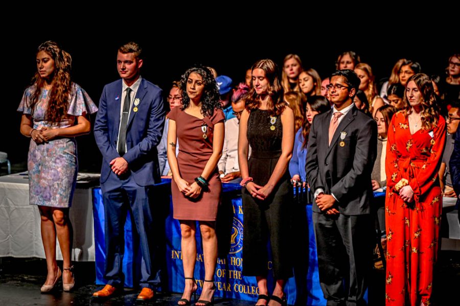 PTK officers at fall 2019 Induction ceremony in the Blizzard Auditorium Thursday Oct. 24