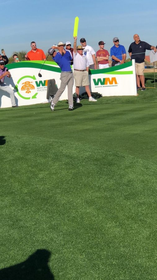 Justin Thomas goes for the green on the par-4 17th hole at TPC Scottsdale