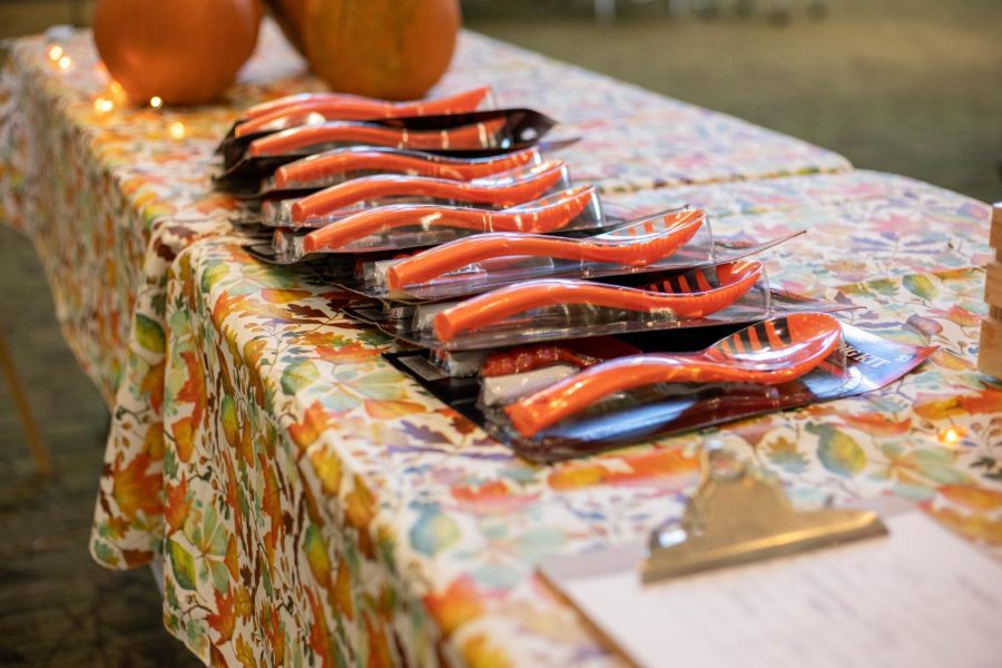 Carving tools are laid out on a table for students to use during the Fall Fest Oct. 27. 
