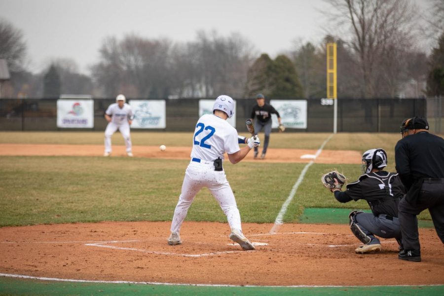Outfielder Nick Schumann hits the ball against Oakton College on Apr. 5. 