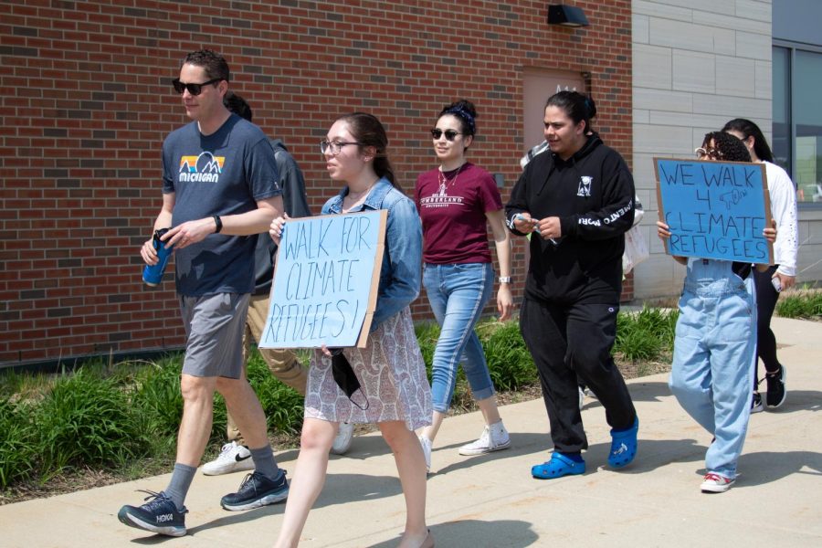 The climate protest was held as a walk around campus on May 10.