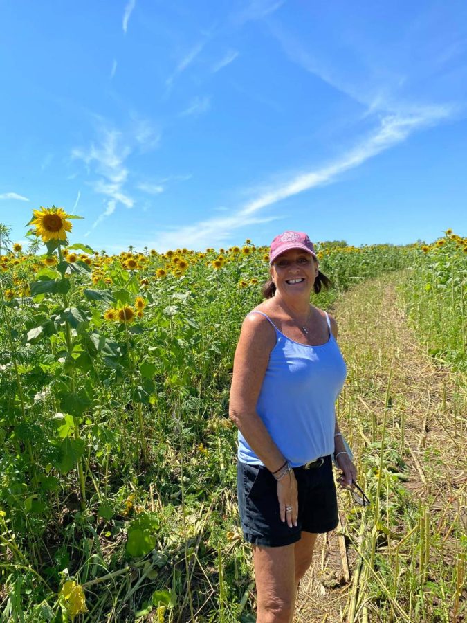 Cate at her favorite sunflower farm in Barrington, Illinois.