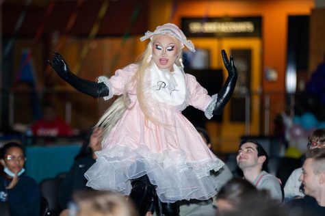 Drag queen Rachel Slurrz performs a routine at the drag show hosted by SWANS on April 29. 