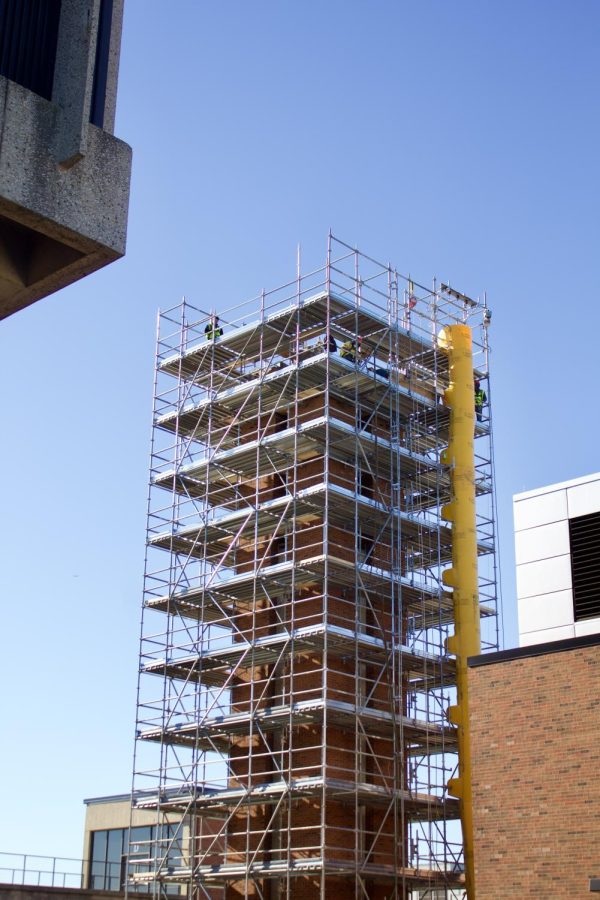 A different angle of the Chimney under construction by Buildings B and D. 