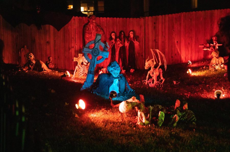 The Vitale family displays their annual Halloween decorations at 502 Horizon Drive W. in St. Charles.  