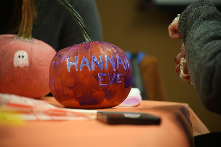 A nicely decorated pumpkin is displayed on a table at the event(CHANGE LATER) on Oct. 20, 2022.