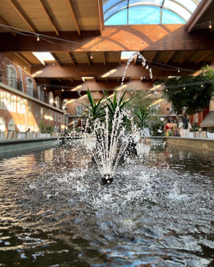 A picture of the main fountains inside another courtyard with Koi Fish swimming around in the Crowne Plaza located in Albany, New York, on Nov. 26, 2022. 