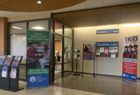 The entrance of Elgin Community Colleges Financial Aid Office. 