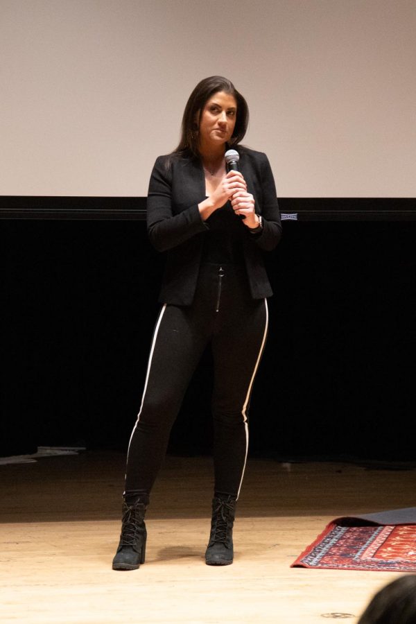 Mandie Jano, founder of Eternal Tan, presents during the Spartan Project: Pitch Competition & Entrepreneurial Event on Nov. 30, 2022. 