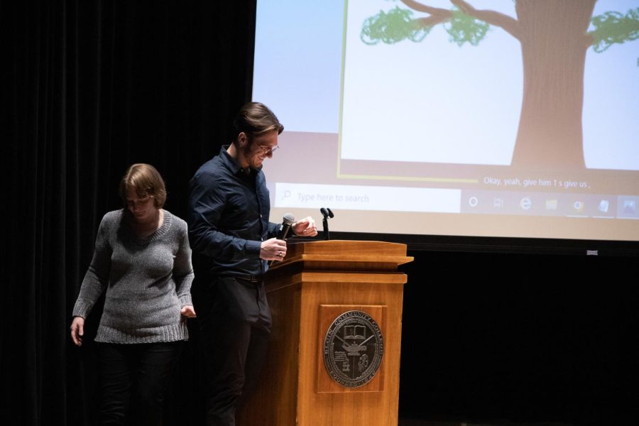 Student Robert Byrgeil prepares to present Roots during the Spartan Project: Pitch Competition & Entrepreneurial Event on Nov. 30, 2022. 