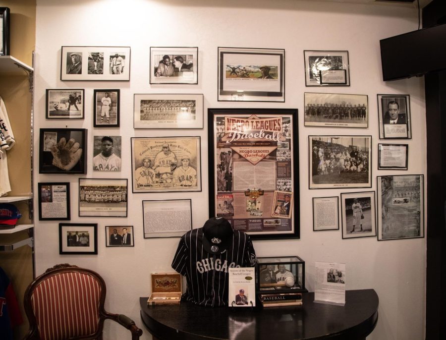 Biddles Wall of Negro League History at his store located in the Mayfair Mall in Wauwatosa, Wisconsin. 