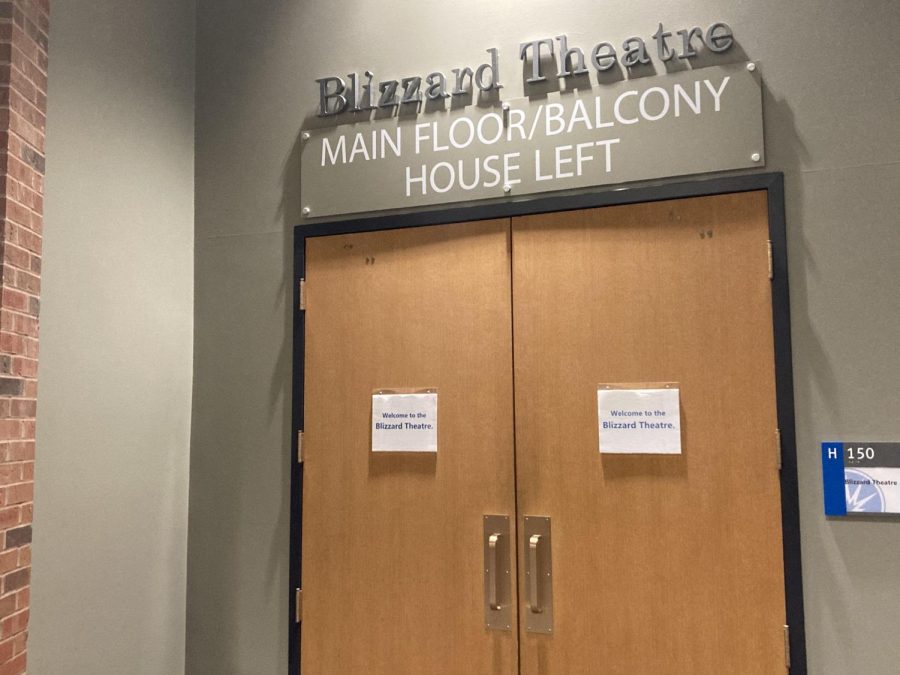 The left entrance to the Blizzard Theater, located in Building H.