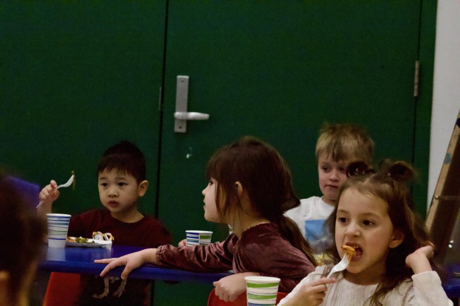 The kids are socializing and eat during lunchtime in the Early Development Center at Elgin Community College. Picture was taken on Mar. 3, 2023.