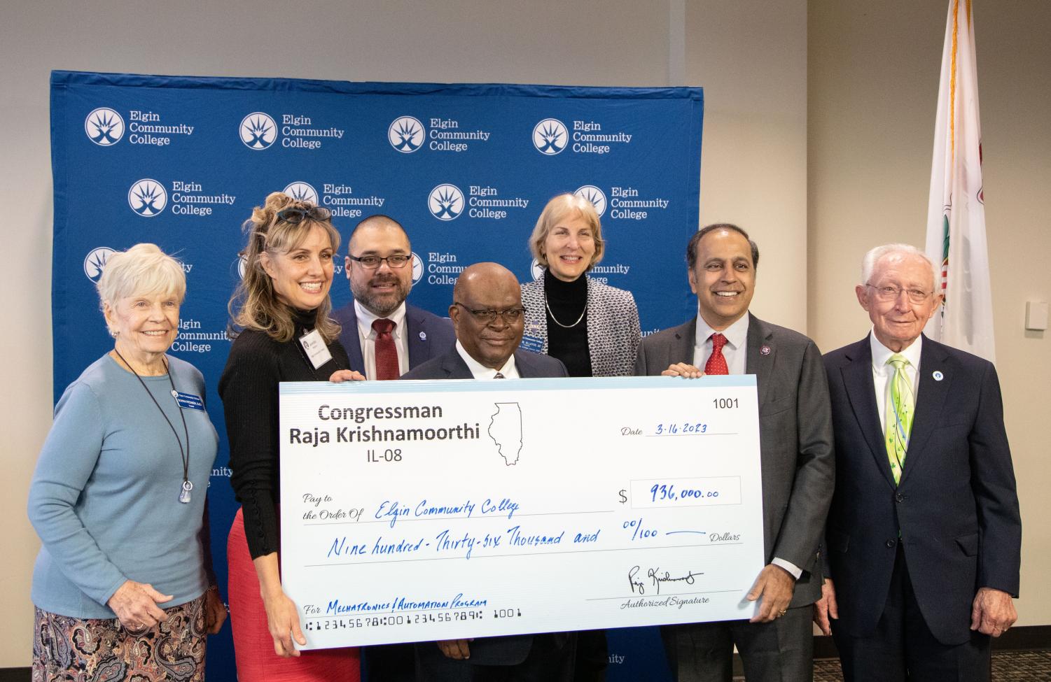 Rep Raja Krishnamoorthi presents ECC with $936,000 for new manufacturing center