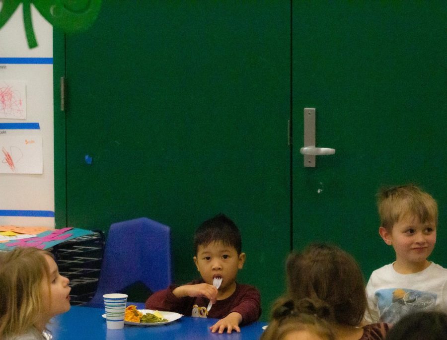 The kids eat and socialize at the ECC Early Development Center. The picture was taken on Mar. 2, 2023.