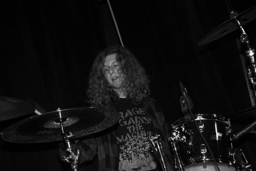 Drummer Ryan Weaver plays the drum kit at Beat Kitchen Bar in Chicago on Feb. 3, 2023.