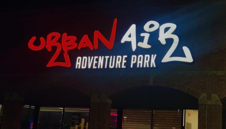 Urban Air Adventure Park front sign in St. Charles, IL.