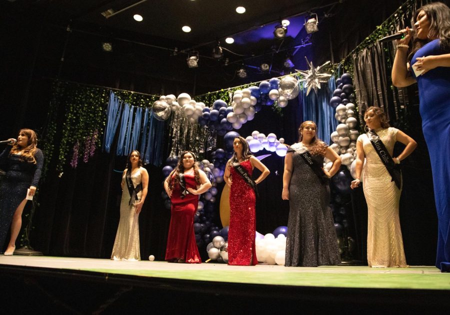 The five finalists for Miss Latinoamérica are presented to the audience during the Miss Latinoamérica pageant hosted by OLAS in the Spartan Auditorium on Friday, April 14, 2023. 