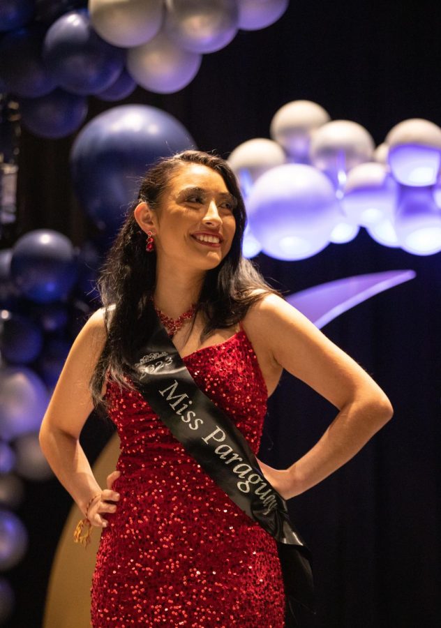 Miss Paraguay Elizabeth Perez smiles during the Miss Latinoamérica pageant hosted by OLAS in the Spartan Auditorium on Friday, April 14, 2023. 