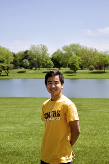 Evan Phan standing in front of Lake Spartan on May 16, 2023