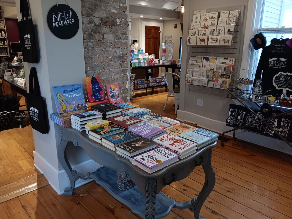 A table of new releases featured in the front of the shop on Sept. 27, 2023.