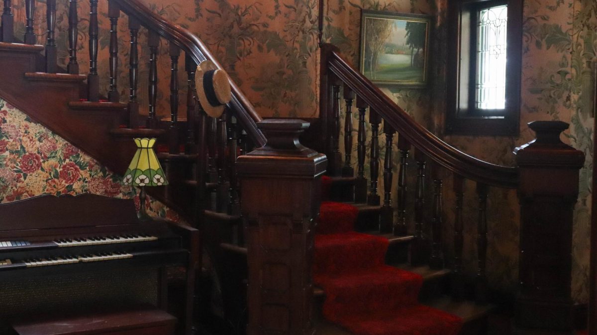 The grand staircase right off the entrance has secret compartments to hold umbrellas and coats. 