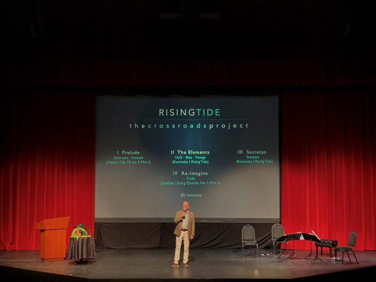Tommy Hensel, Senior Director of Performing Arts, introduces Rising Tide: The Crossroads Project on Oct 6, 2023.