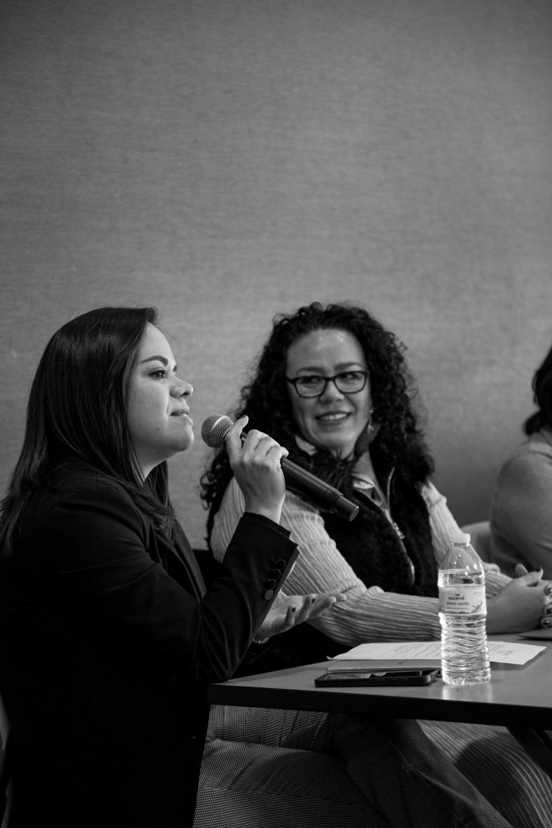Program Coordinator of the non-profit organization Literacy Connection Karla Rojas explains the importance of having friends that push you at the Immigrant Womens Roundtable on Nov. 15, 2023.