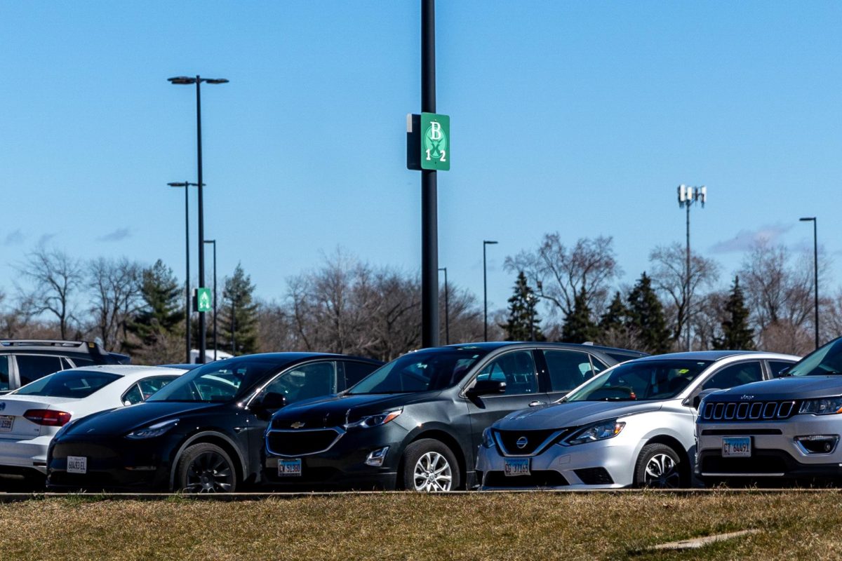 Student cars parked in lot B at the ECC campus.