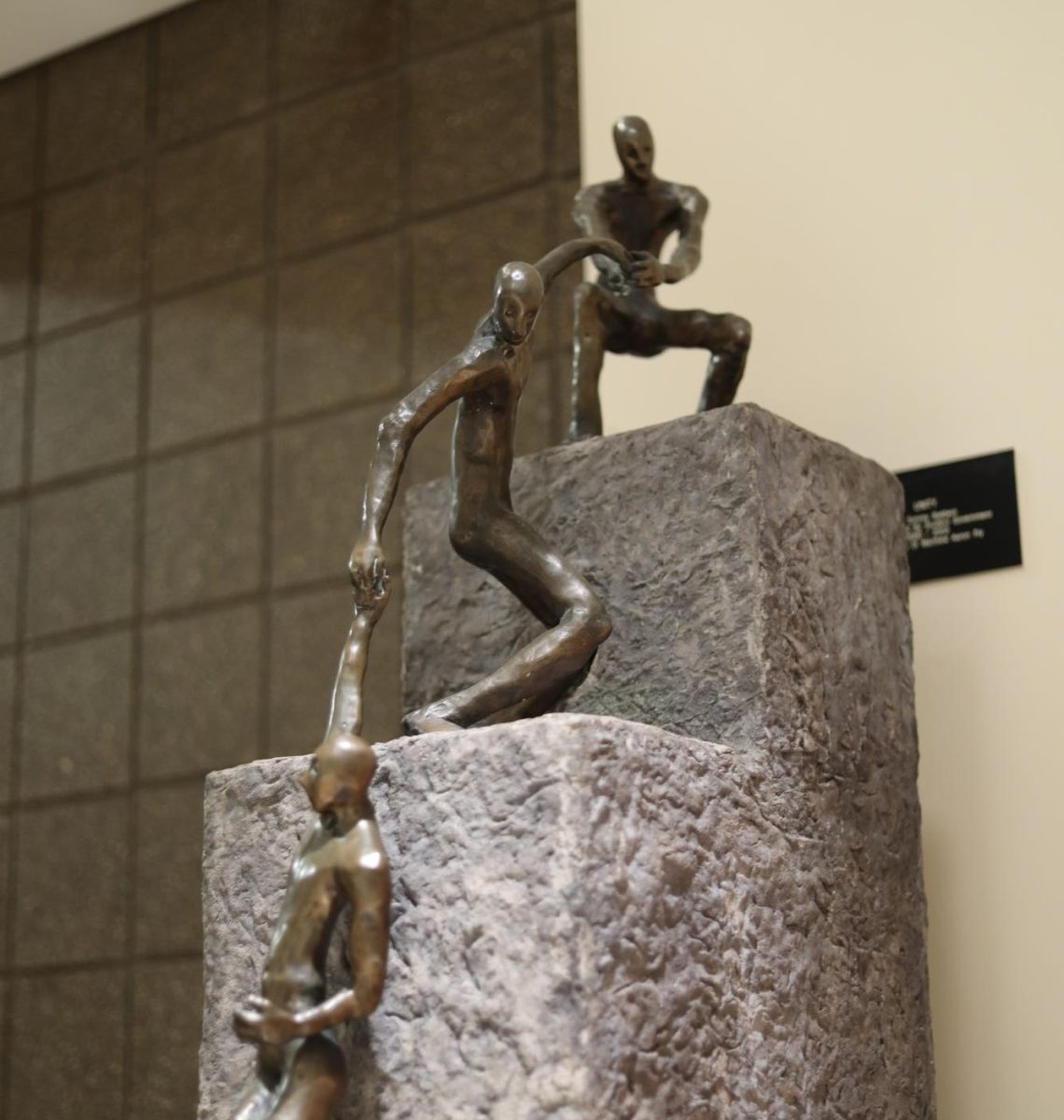 Locations of where art can be found around campus: Memorial sculpture by Tommy Baldwin in Building H hallway on September 4th, 2025. 