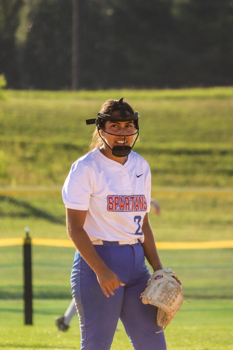 #23 Freshman Infielder, Julissa Aguinaga, readies for a play against the Harper College Hawks on September 17, 2025.