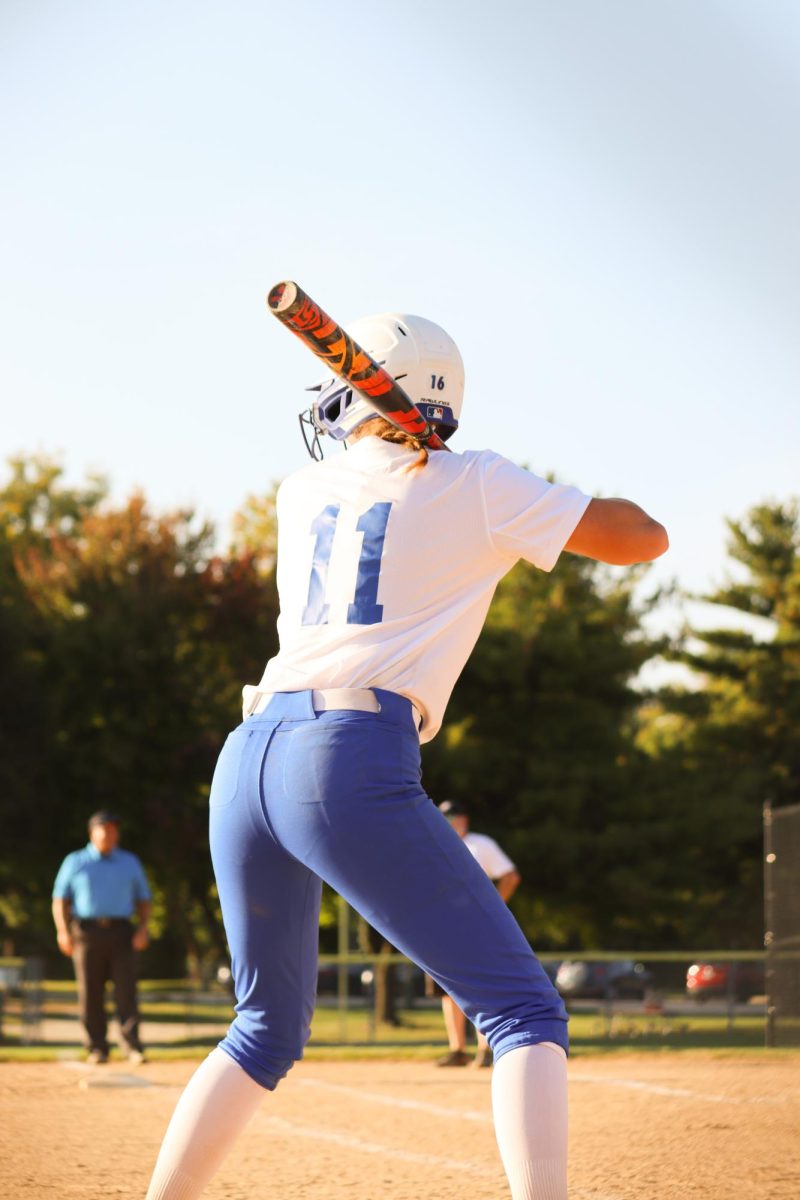#11 Freshman, Alyson Sebahar, gets ready to swing against the Harper College Hawks at the bottom of the fourth inning, on September 17, 2025.