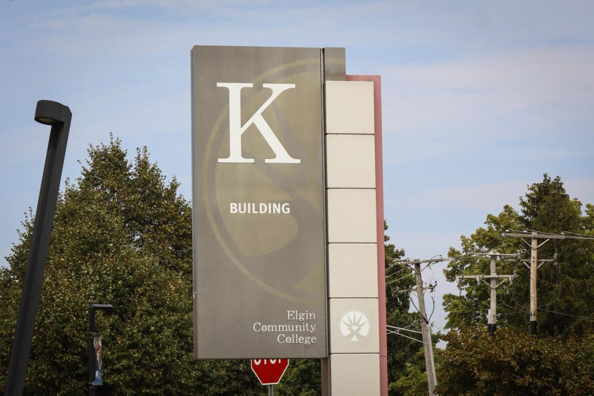 Signage placed near Building K on September 19, 2025.
