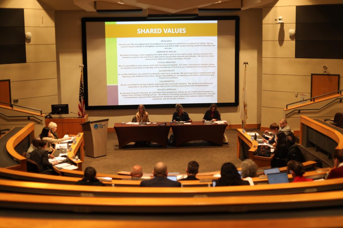 Meeting in an auditorium.