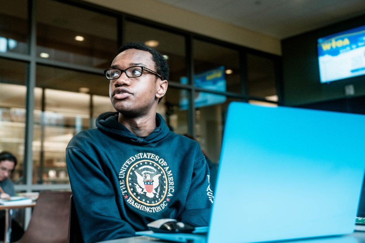 Francis Nnodi speaks about success within his own family, referring to his parents who work in the healthcare system, on November 19th 2025. Nannodi is a dual credit student attending ECC, setting his sights on majoring in architecture.