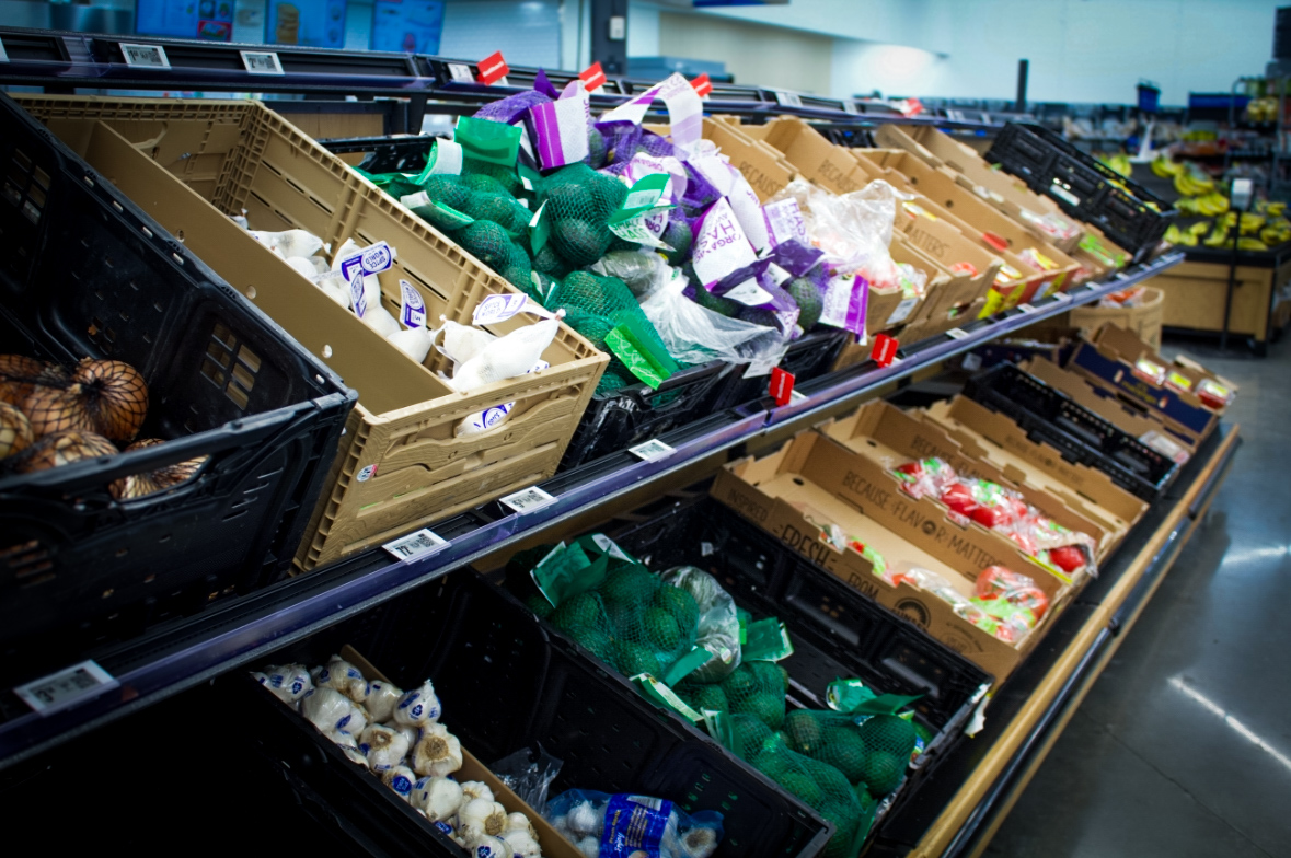 Produce aisle at Walmart in Carpentersville on December 2, 2025. A drought, when severe enough, can affect “crop productivity immensely,”  said the owner of Tom’s Farm Market, Tom Halat.
