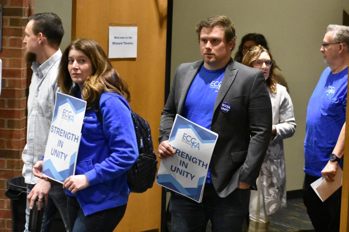 ECCFA members walk out of the Blizzard theatre.