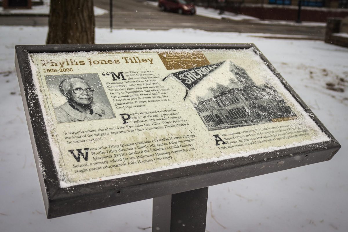 A Newsome Park sign, dedicated to Phyllis Jones Tilley, on Jan. 30, 2025. Tilley attended Sheridan Elementary School, the now O'Neal Elementary. She was a successful educator and member of the Second Baptist Church in Elgin.