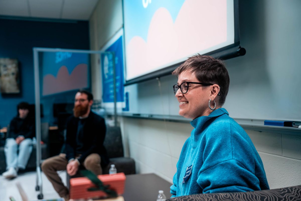Heather Martin takes questions and engages with attendees at an event by Center of Civic Engagement (CCE) on November 18, 2025. An SD308 district parent, Martin has had over 20 years of experience as an educator to back her position as the Oswego Board Vice-President.