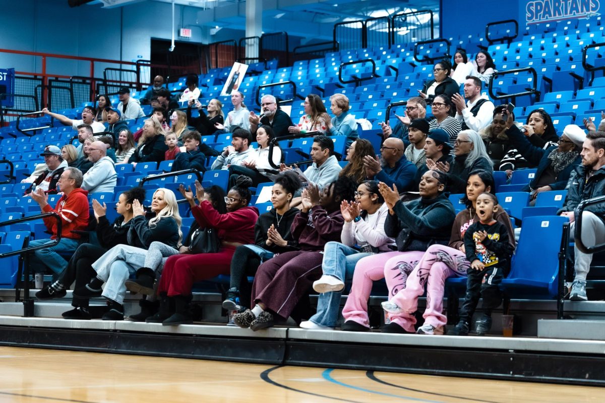 Locals and loved ones cheer on the men's basketball team as they build a 94-76 win over Waubonsee Community College, on February 12, 2026. Loved ones gathered for "Sophomore Night", highlighting the second-year ECC students on both the men's and women's basketball teams.