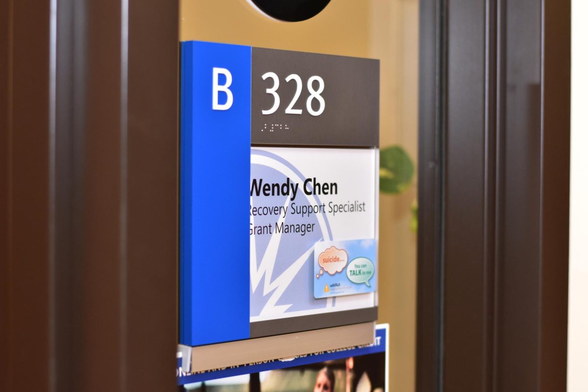 A sign outside Wendy Chen's office, letting everyone know who she is.
