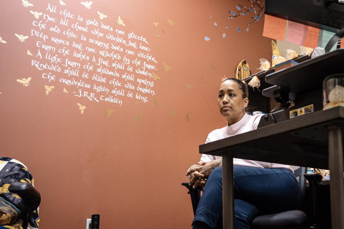 A quote from J.R.R. Tolkien's the Lord of the Rings is printed on the wall of Sarah Bass's office, on January 28th 2026. Bass cited the quote as a reminder for her, and that, "there's always a beginning after ending, and just because it's an ending, it doesn't mean that that ending is absolute. There's always a reason to hope."