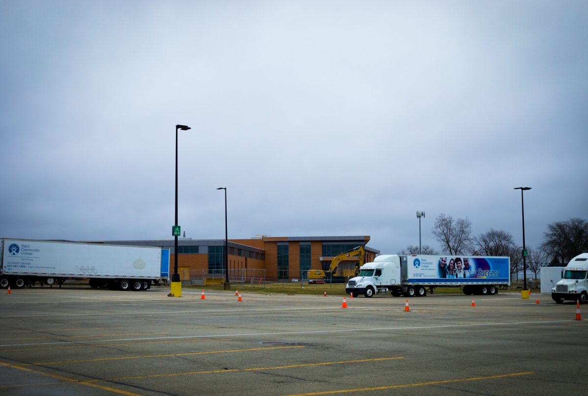 View of the new Manufacturing and Technology Center from Elgin Community College's "A Parking Lot" on March 11th, 2026.
