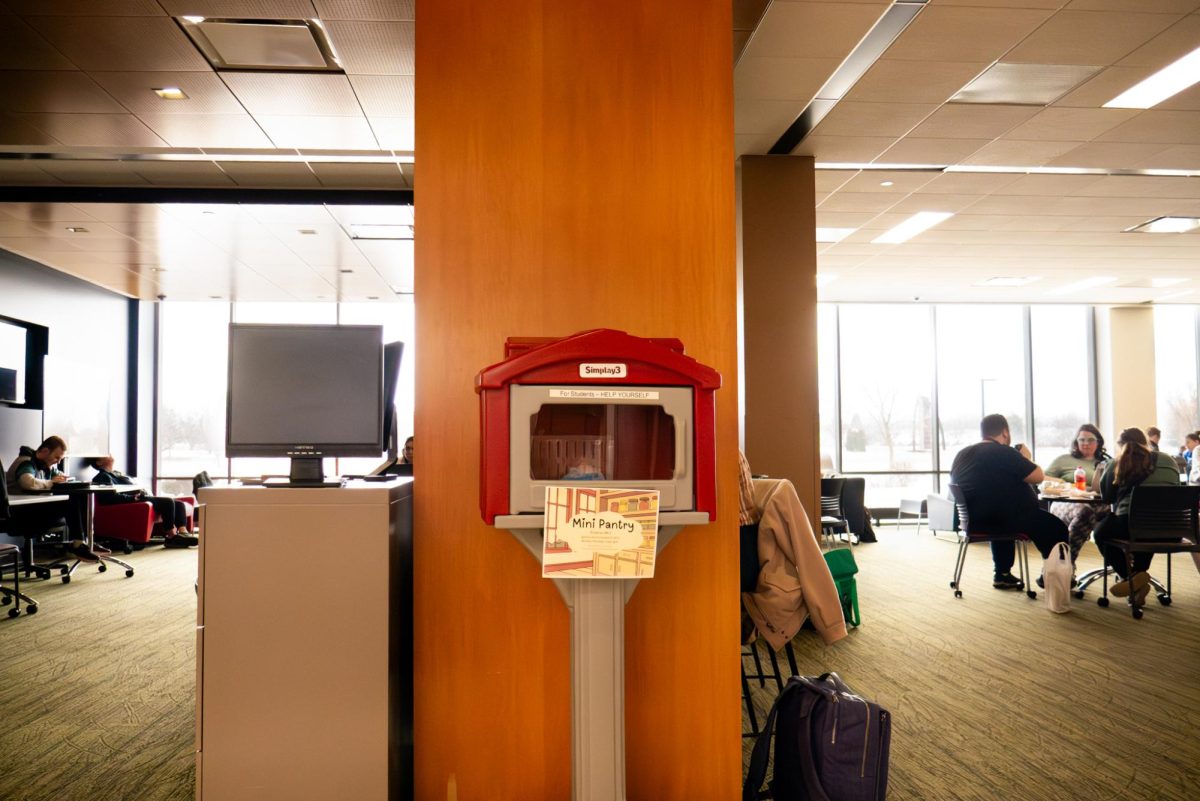 Mini pantry located in Building B near Spartan Pantry at Elgin Community College on March 9, 2026. Spartan Pantry’s services are located in Building B, room B175.
