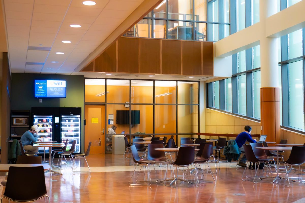Students studying at ECC's library on March 17, 2026. The library currently stays open until 10pm on Monday-Thursday, making it more accessible for students who are taking night classes.